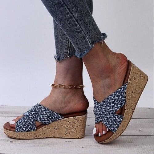 Women Shoes Summer 2021 Fashion Plus Size Wedge Sandals Women Platform Slippers Comfort Wedge Women Shoes Zapatillas Muje