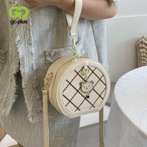 GOPLUS Round Crossbody Bags for Women 2021 Fashion Simple Purses and Handbags Brand Designer Shoulder Bag Plaid Travel Clutch