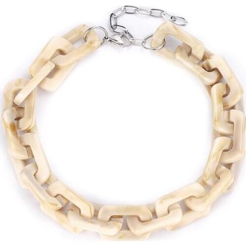 Stainless Steel Hip Hop Statement Acrylic Gold Choke Sweater Necklace Women Street Dance Jewelry Gift For Him