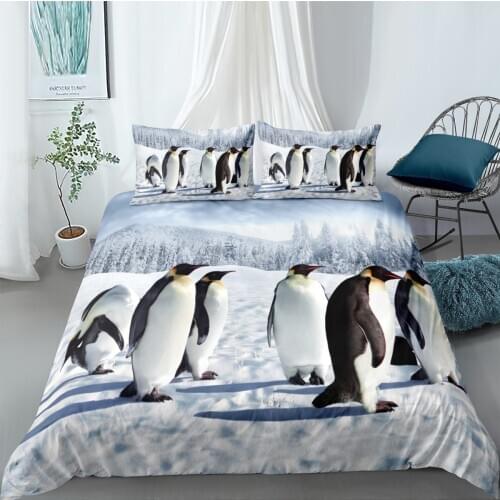 3D Duvet Cover Sets Bedding Sets Bedding Bag Pillow Shams King Queen Full Double Size Animal Penguin Custom Design Bed Linens