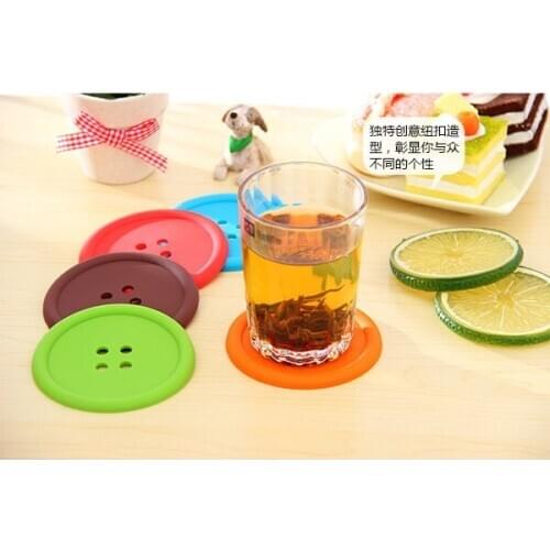 500pcs/lot Silicone Button Coasters Cup Coaster Table Tea Mug Cushion placemat Cup Coaster Mat Pad Drinks holders 5 colors