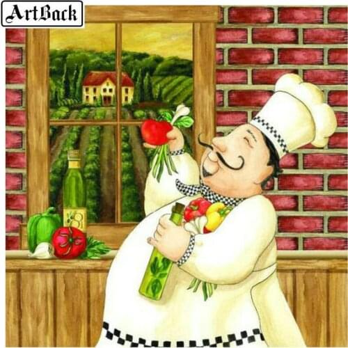 5d diamond painting chef sticker full square & round diamond embroidery "landscape" 3d diamond mosaic art 20x20cm