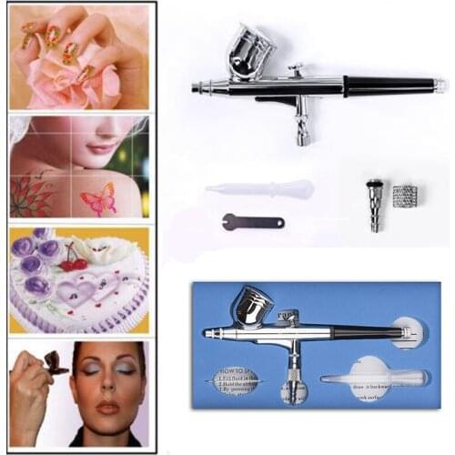 Dual Action Airbrush Tattoo Kit 0.3mm Needle Air Gun Face Paint Art Bod Brush or Airbrush Nail airbrush compressor SP130TLWH03