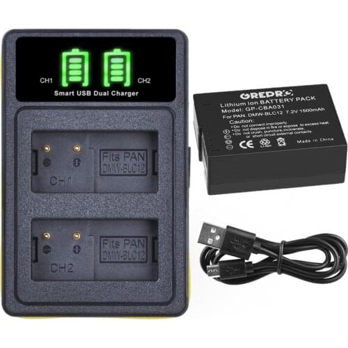 1500mAh DMW-BLC12 BLC12 DMW-BLC12E Battery with Charger for Panasonic Lumix FZ1000 FZ300 FZ2500 DMC-FZ200 G5 G6 G7 GX8 GH2G85