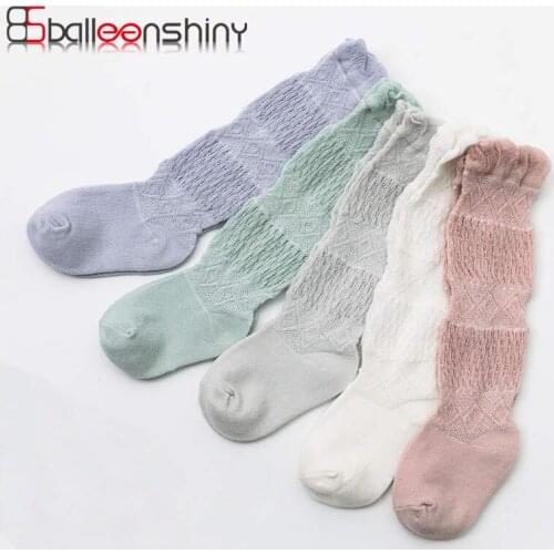 Balleenshiny Summer Mesh Breathable Baby Socks Thin Cotton Anti-Mosquito Boneless Baby Knee High Floor Sock Kids Socks 0-3Y