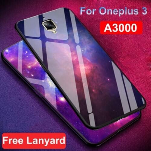 Starry sky Tempered Glass Phone Cases For Oneplus 3 Soft TPU Bumper Protective For Oneplus A3000 glass case Oneplus3 1+3 Coque