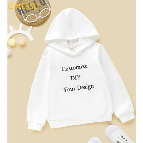 Customize DIY your own design kids hoodies white pink yellow cap sweatshirts winter baby childrens clothes teen top tracksuit