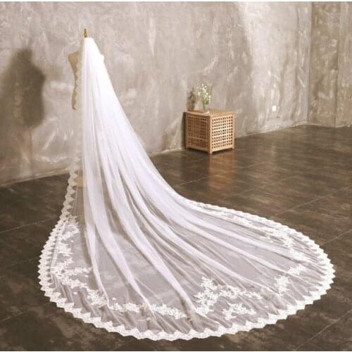 Lace Edge Veil, Cathedral Lace Veil, Stunning Wedding Veil, White Ivory Bridal Veil, Royal Lace Veil, Cathedral Wedding Veil
