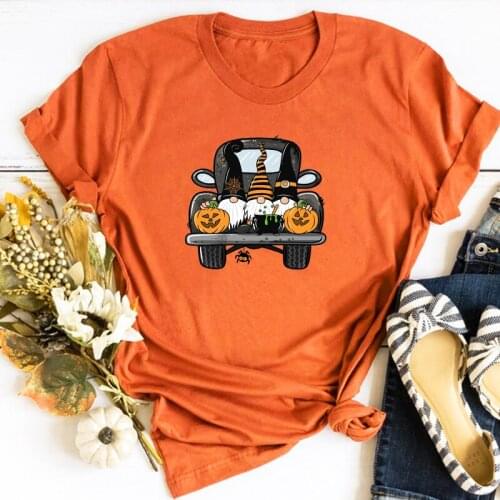 Halloween Truck Shirt Halloween Gnomes Tshirt Punk Clothes Women Clothing 2021 Halloween Party Spooky Graphic Tees Harajuku