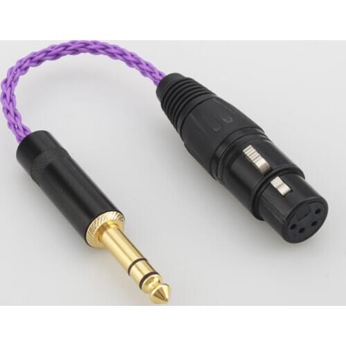 HIFI 6.35mm 1/4 Male to 4-Pin XLR Female Balanced Connect TRS Audio Adapter Cable 6.35mm to XLR Silver Plated Connector