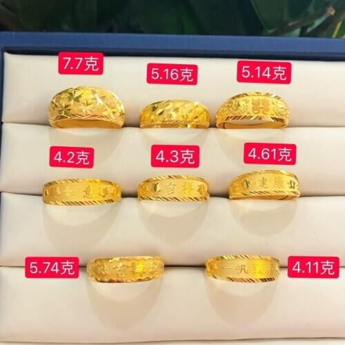 HX 24K Pure Gold Ring Real AU 999 Solid Gold Rings Elegant Shiny Heart Beautiful Upscale Trendy Jewelry Hot Sell New 2020