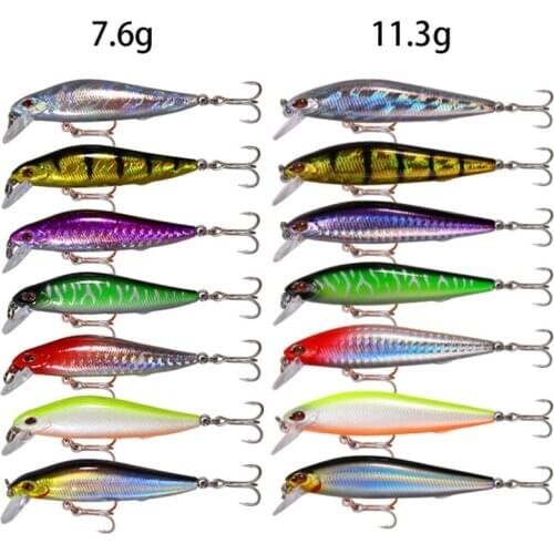 Artificial Slow Sinking Minnow Crankbait Plastic Hard Bait 3D Eyes Fishing Lures Outdoor Fishing 7colors 7cm/9cm 7.6g /11.3g