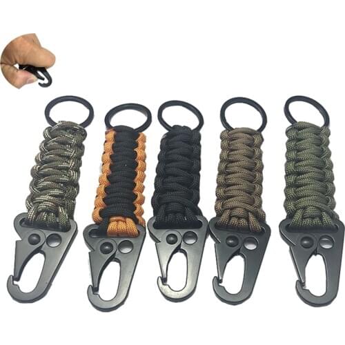 Stainless Steel Carabiner Emergency Keychain Hiking Camping Outdoor Tool 550Ibs Paracord Rope Keychain Survival Kit Cord Lanyard