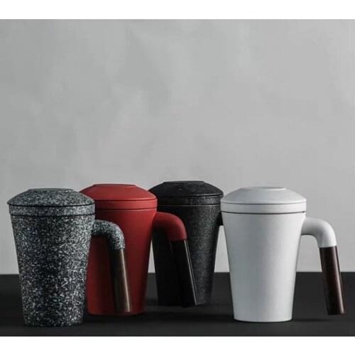 Mug ceramic lovers cup with cover office men and women filter tea cup drinking cup gift giving simple