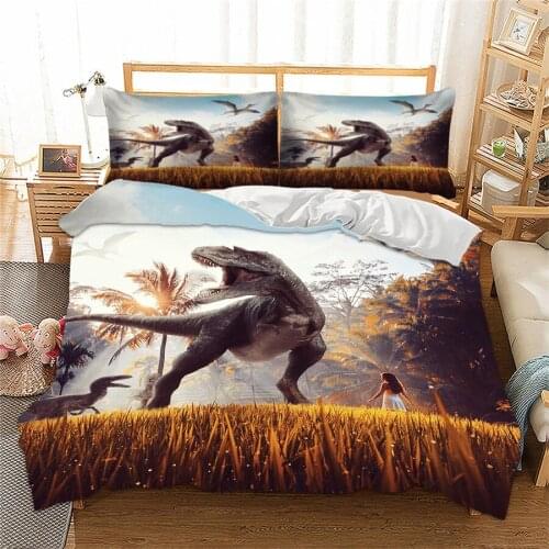 Jurassic dinasaur digital art bedding set king queen double full twin single size bed linen set