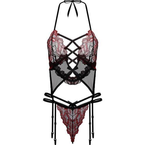 Women Sexy Underwear Set Strap Intimates Lace Embroidery Garter Belts Women Lingerie Set Erotic Sexy Lingerie Nightwear Teddies