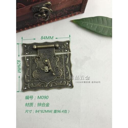 Packaging hardware accessories DIY Antique wooden hasp Muhe gift box lock Alloy button wholesale