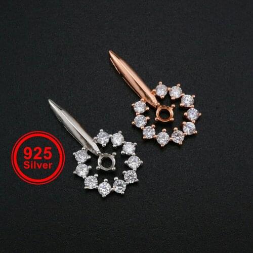 3MM Round Prong Pendant Settings Rose Gold Plated Solid 925 Sterling Silver Halo Charm Bezel for Gemstone 1411284