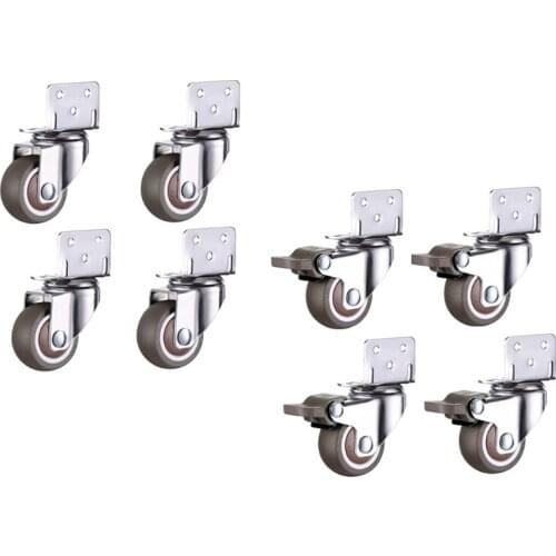 L-Shaped Plate Swivel Caster Ball Bearing L-Clip Side Mount Plate TPE Rubber Wheel Metal Housing 4 Pack Silent Moving