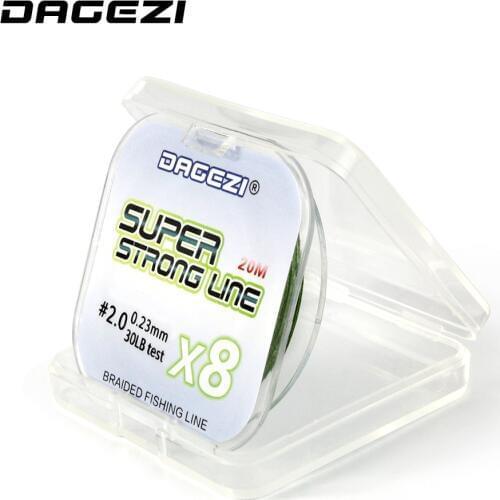 DAGEZI 8 strands Leader line Super Strong PE Braided Fishing Line 20M Multifilament Fishing Line Carp Fishing Sea Fishing lines