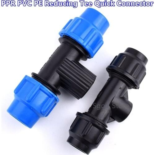 1-8pcs Inch 1/2,3/4 To 20,25,32mm PPR PVC PE Tee Quick connector T Type Water Pipe Connectors Garden Agricultural Accessories