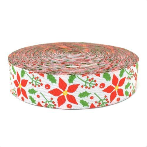 NEW!!! 3/4'' 20mm 10 yards/sets Red Christmas flower Woven Jacquard ribbon diy Gift wrap dog chain accessories KTZD15091501