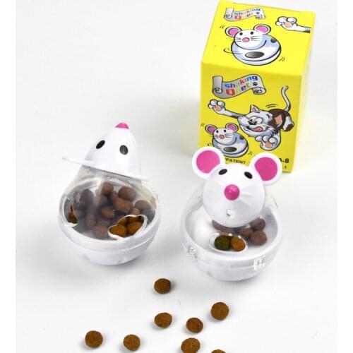 Pet Tumbler Leakage Food Ball Pet Bowl Feeder Toy Mice Mouse Shape Rolling Cat Food Bowl Play Training Exercise Fun Bowl For Cat