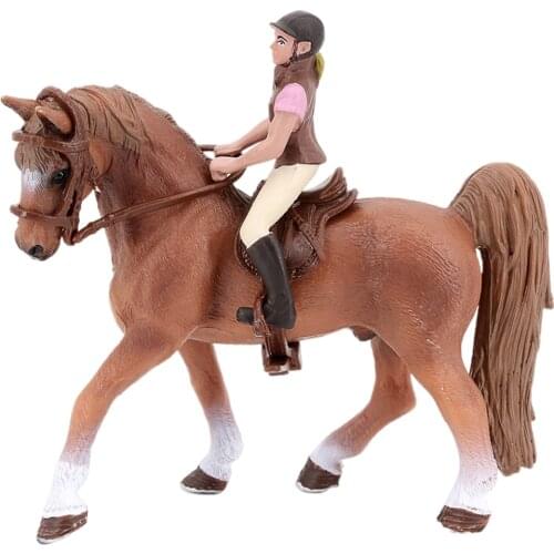Plastic Farm Animal Figure Horse with Rider Collection Toy Figurine Statue Farm Animal Model