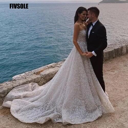 Fivsole Ball Gown Sweetheart Tulle Wedding Dress 2021 Full Appliques Vestidos De Novia Court Train Formal Bride Dress Plus Size