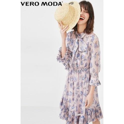 Vero Moda Women Printed Lace-up Neck Pleated Two-piece Dress | 32017C550