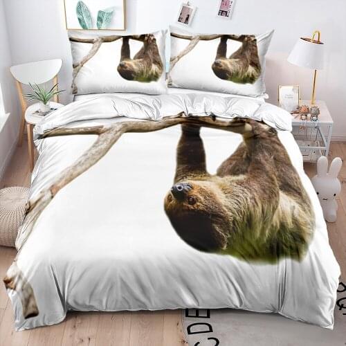 3D Animal Bed Linens White Comforter Cases Pillow Shames Set Twin King Queen Double Single Size Custom Design Sloth Bedclothes