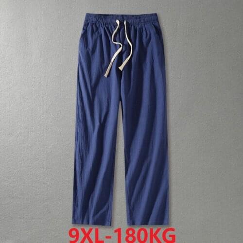 Summer spring wide leg pants linen cotton Chinese style plus size 7XL 8XL 9XL tang suit vintage homewear pants loose elasticity