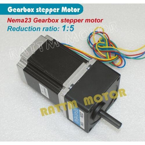 Geared Stepper Motor 5:1 Ratio Nema23 stepper motor 850oz.in 3.0A for CNC Router Engraving Milling Machine