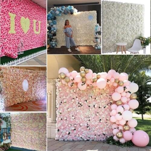 Silk Rose Flower Wall Wedding Decoration Flower for Wedding Baby Shower Birthday Party Wall Decor Artificial Flower Backdrops