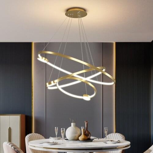 Modern Pendant Light Led Chandelier Gold Ring Dining Room Lighting Luxury Bar Nordic Creative Bedroom Living Indoor Decor Lamp