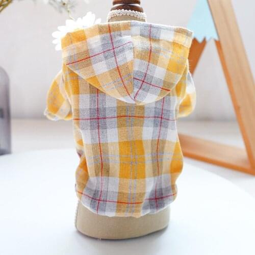 Dog Hoodies Sweatshirt Pet Summer Breathable Clothes Cat Sunshade Plaid blouse Dog Clothing for Small Medium Dogs French Bulldog