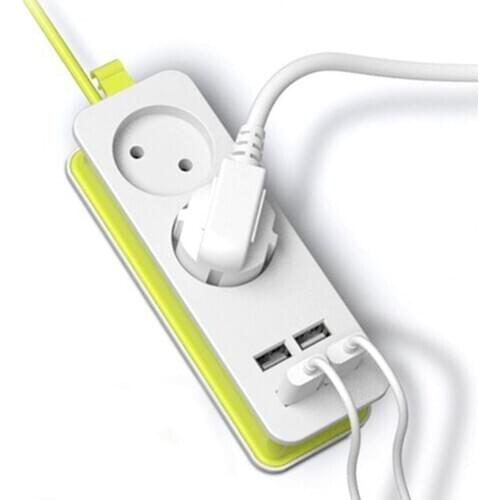 EU Plug Power Strip 2 AC Plug Travel Adapter 1200W Multiple Portable 4 USB Port Charger Socket 1.5m for Smartphones Tablets