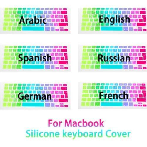 Gradient Rainbow Waterproof EU/UK Layout Keyboard Protector Cover Stickers Skin For MacBook Pro 13 15 17 Retina & Air 13