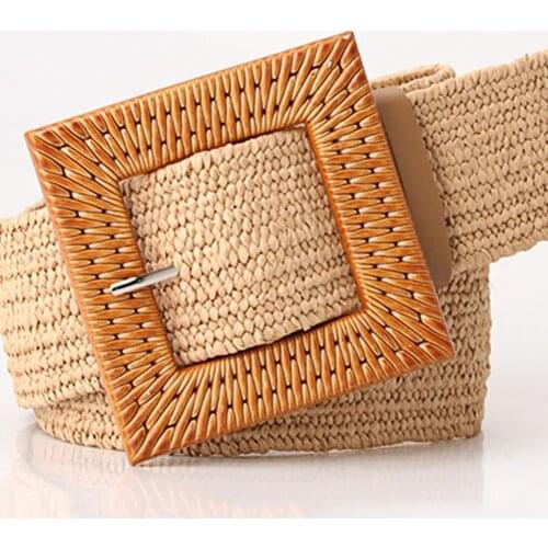 Square Buckle Braided Waist Belt Women Adjustable Bohemia Dress Belt Clothes Ornament
