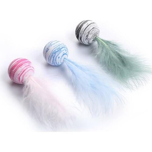 1Pcs EVA Foam Ball/Feather Pet Supplies Funny Star Balls Throwing Game Interactive Toys Cat Toy 3Colors