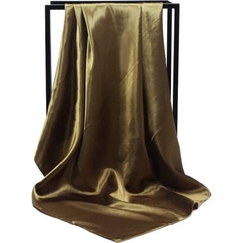 120pcs/lot fashion solid color 90*90cm square silk like scarf bandana