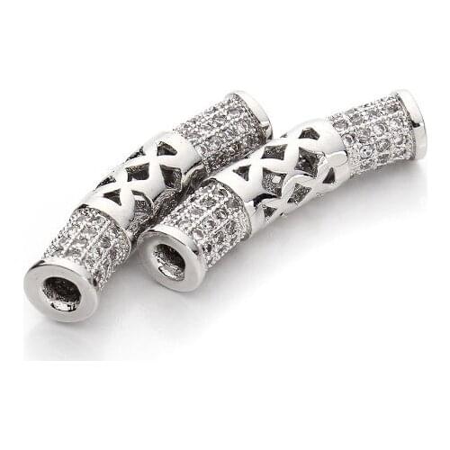 2pcs/lot 5*22mm tube connect Diy Spacer Beads Wholesale Micro Pave CZ Zircon Charms for Beaded Bracelet Making Bead