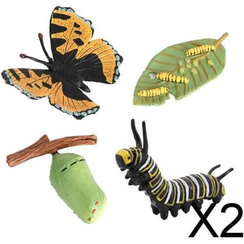 2x4Pcs Assorted Plastic Insects Butterfly Bugs Figures Model Kids Educational Toys