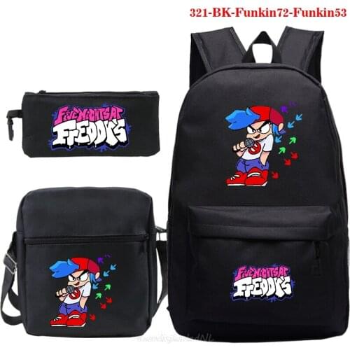 Friday Night Funkin Backpack 3Pcs Set Students Bookbag Trendy Girls Anime Backpack for Children Cute Cartoon School Bags Mochila
