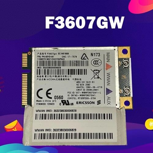 3G WLAN F3607GW 2G 3G HSDPA 7.2MB GSM GPRS GPS FRU:60Y3179 60Y3181 60Y3237 WWAN Wireless WLAN Card for THINKPAD t410 x201 w510