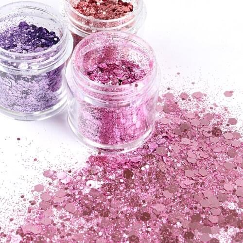 3Pcs Mermaids Glitter Sequins For Nail Design Sparkle Paillette Flakes Mixed Hexagon Spangles Nail Art Decorations Sets Manicure