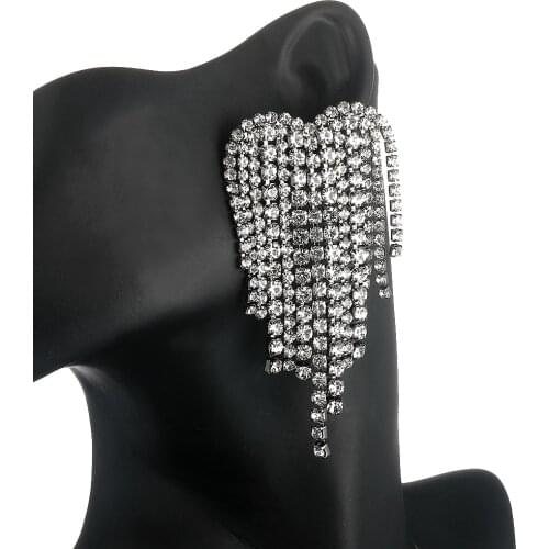 Womens Long Earrings With Rhinestone Hanging Big Statement Earings Luxury Crystal Party Fashion Wedding Jewelry New Year Gift