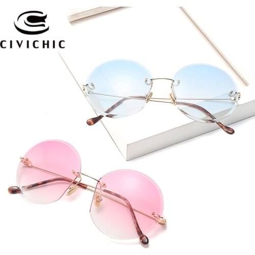 CIVICHIC Hot Fashion Rimless Sunglasses Female Personalized Ocean Lens Sun Eyewear Hipster Street Snap Oculos De Sol Gafas E325