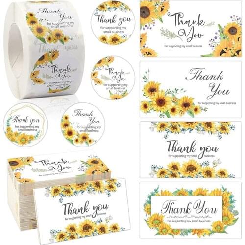 Flower Thank You for Supporting My Small Business Card Gift Thank You Card Baking Cake Package Decor Wedding Party 30Pcs/pack