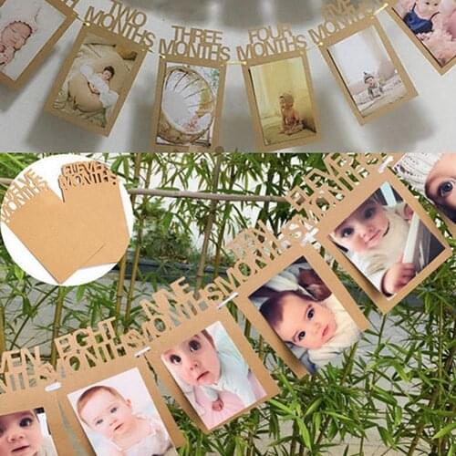 Baby Photo Banner Birthday Photo Bunting Garland for 0-12 Months Baby Birthday Party Decor Accessories Gadgets Supplies